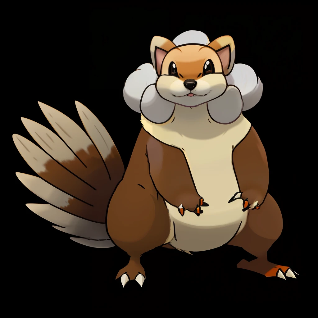 cartoon of a squirrel with a white collar and brown tail, similar to pokemon, bread type pokemon, ken sugimori art, weird pokemon, koda kazuma, by Ken Sugimori, new pokemon, the fox-like evolution pokemon, style of pokemon, inspired by Ken Sugimori, earth type pokemon, conceptual mystery pokemon, varguyart style