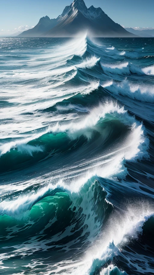 Ultra-clear wallpaper, sea, mountains, strong contrast