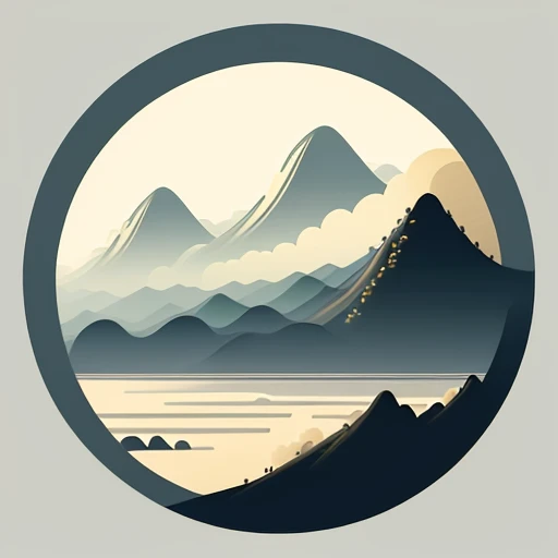 Chinese landscape painting, simple, clean color scheme, flat illustration, vector illustration