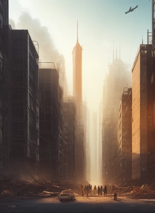 semi realistic, cityscape, perspective, towers, multiple building, (town square), power lines, roads, night, (extremely detailed wallpaper:1.3)
BREAK
nihei tsutomu, Blame!, scenery, (geometric cityscape, ruined cityscape), inside, rubble, apartment complex, abandoned city, (symmetric, cyberpunk), smoke, dust, detailed, illustration, digital painting, (no people, no humans),