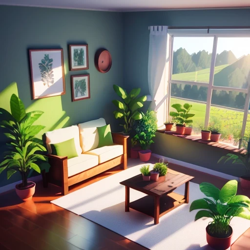nature, agriculture, living, room full of plants, stylized 3d rendering, isometric 8k, 3d stylized scene, 3d rendering stylized, 3d rendering, isometric 3d rendering, isometric style, detailed 2d illustration, Realistic 3d style, highly detailed color low poly art, 3d illustration