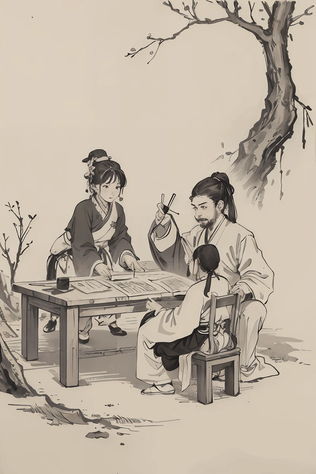 (Masterpiece, best quality: 1.2), traditional Chinese ink painting,