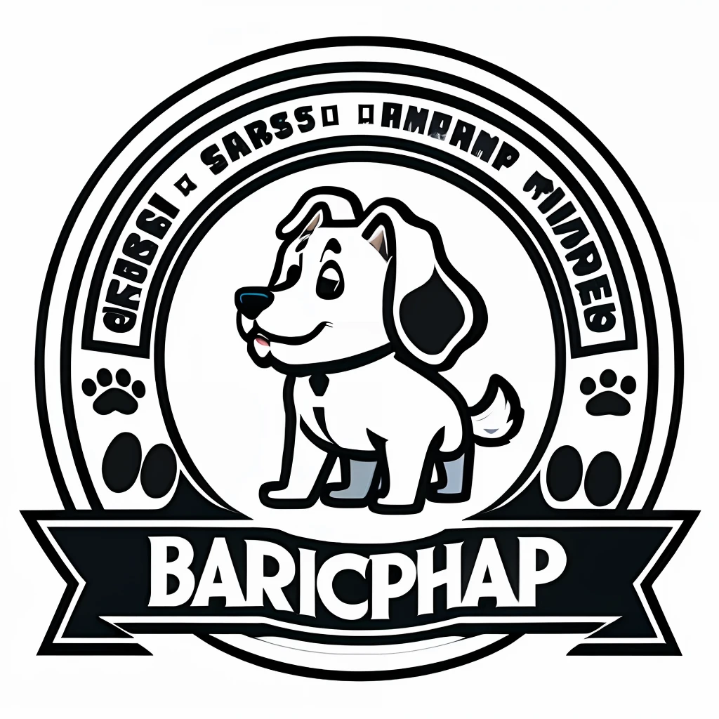 a dog barbershop, logo, vector, line art, design, inspired, straight, symmetry