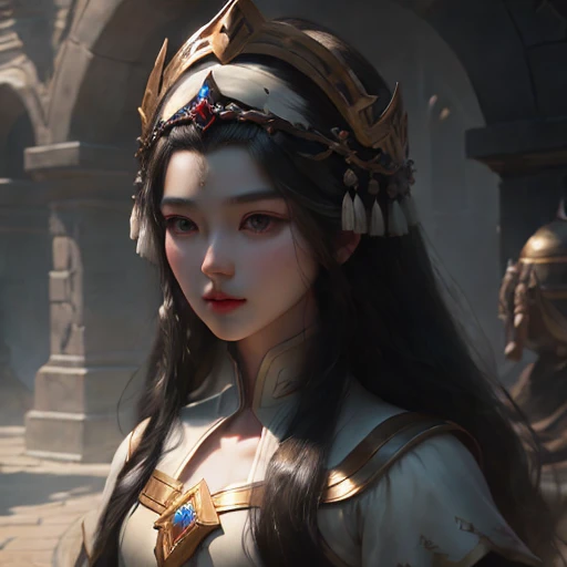 Long black hair, gentle eyes, pure desire of Hanman, beauty, ambient light, light and shadow, details, high quality, masterpiece, epic level, correct proportion, two-dimensional