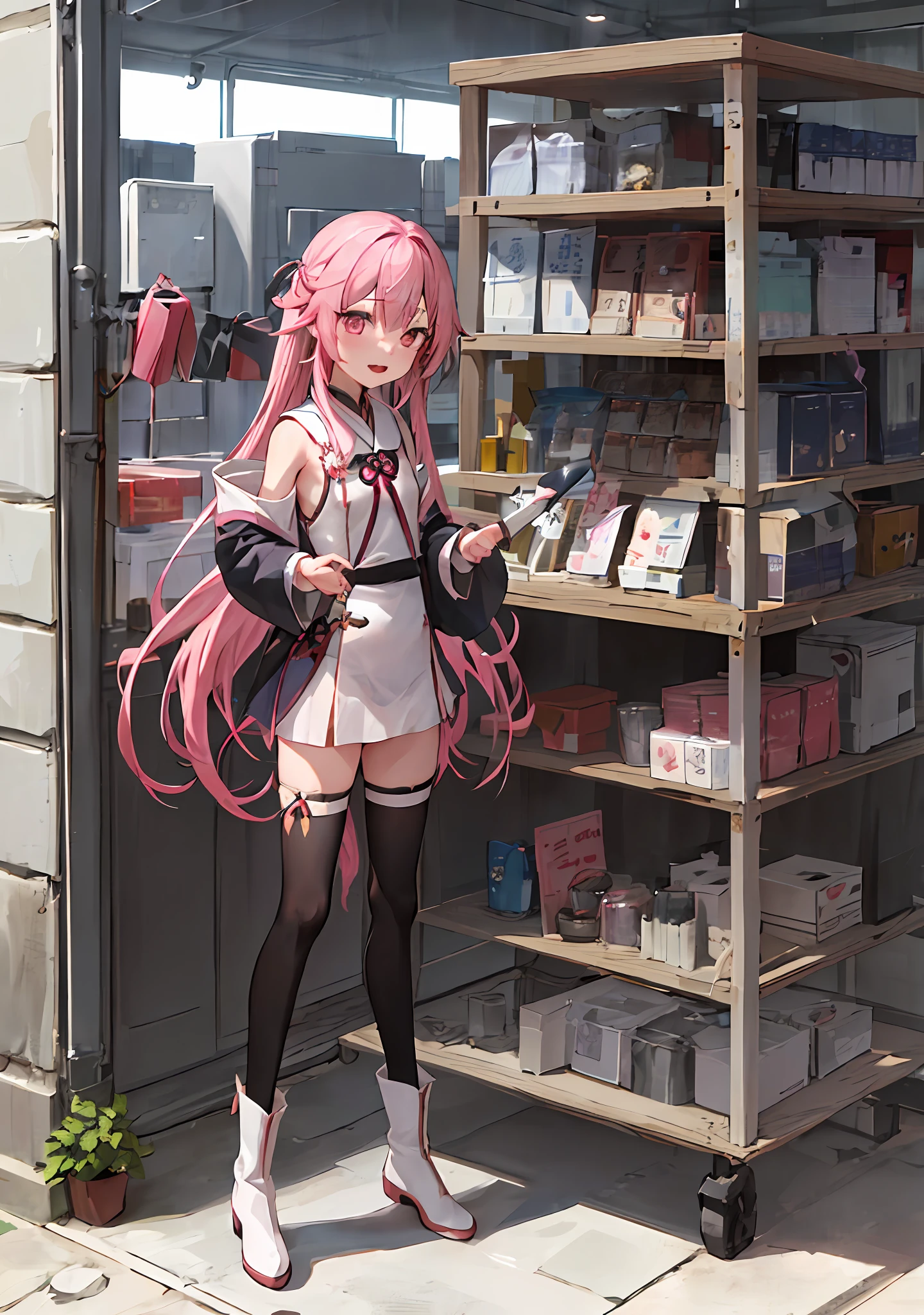 <lora, long hair, pink hair, tough attitude, glare, determination, 1 girl, look at viewer, nsfw, loli, small chest, full body, 2 hands, 2 feet, and marked, mouth,魔法少女,魔法,长法杖,pinkdress,boots,冒险者,冒险家,奇幻,魔法,咒语