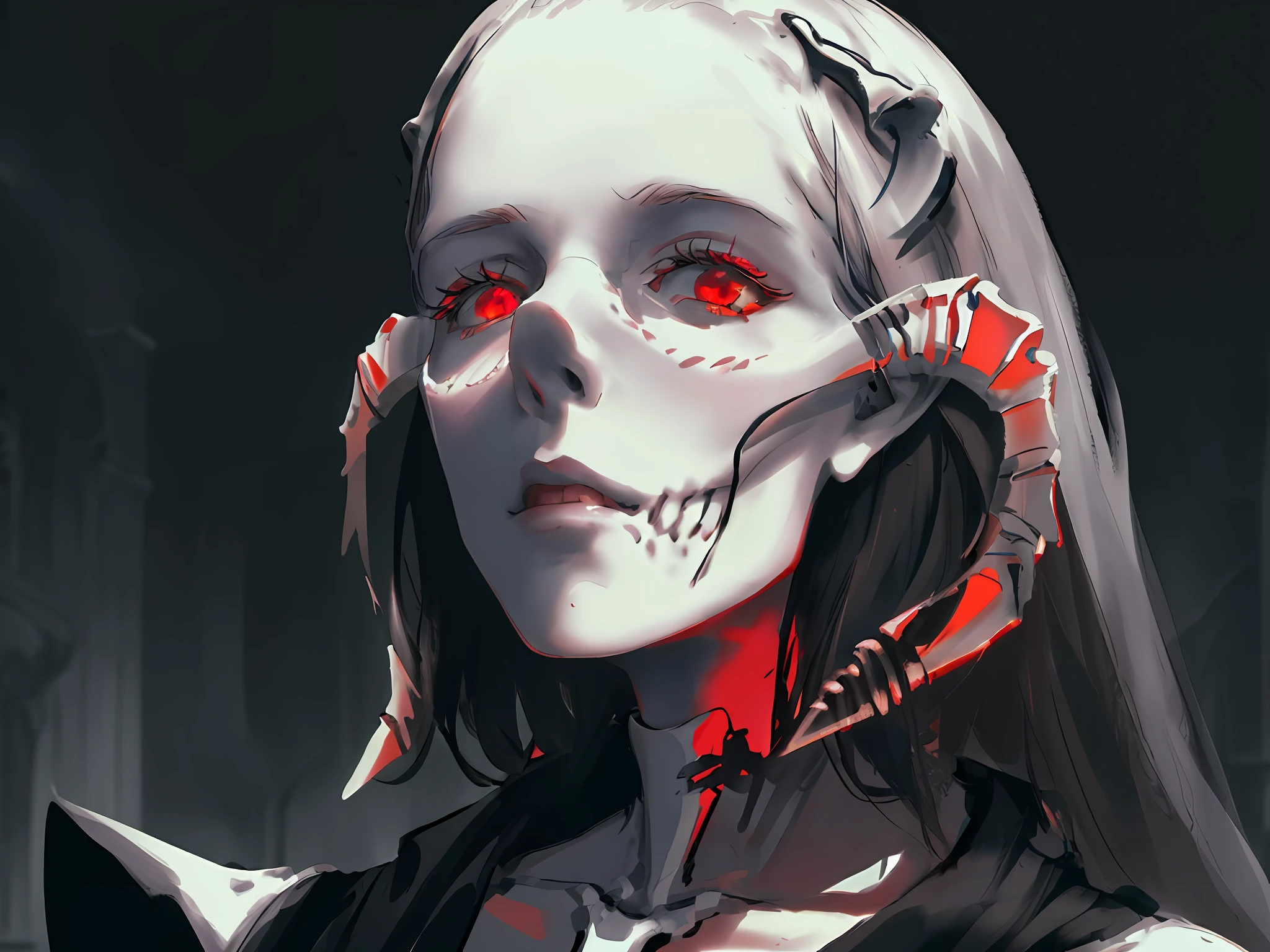 (Bone anthropomorphism), beautiful 1 skeleton,(beautiful and delicate face),(Sky), (dark magic: 1.2), (necromancer), hellfire, oiled skin, upper body, looking at audience, messy long hair , (red and black clothes), (volumetric lighting), atmospheric perspective, dust particles, light axis, (hyper realistic), (unreal engine), (realistic), --v 6