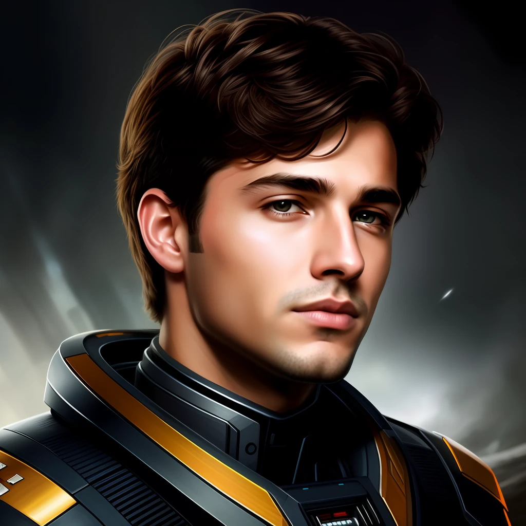masterpiece, best quality, realistic, ultra detailed, sfw, head shot, a portrait of a young man, starsector, sci-fi style suits, hight-tech gadgets, head facing right,