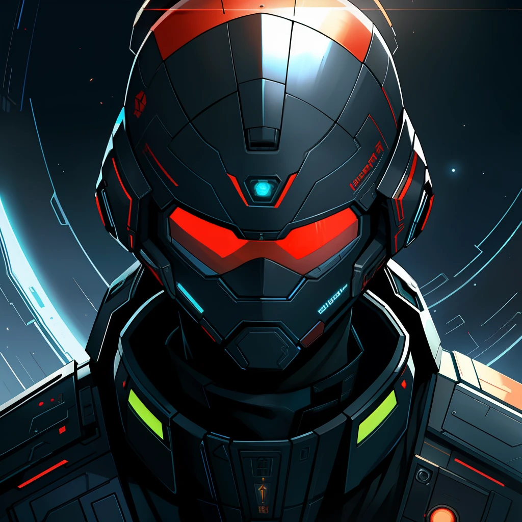 masterpiece, best quality, realistic, ultra detailed, sfw, head shot, a portrait of a young man, starsector, sci-fi style suits, hight-tech gadgets, head facing right,