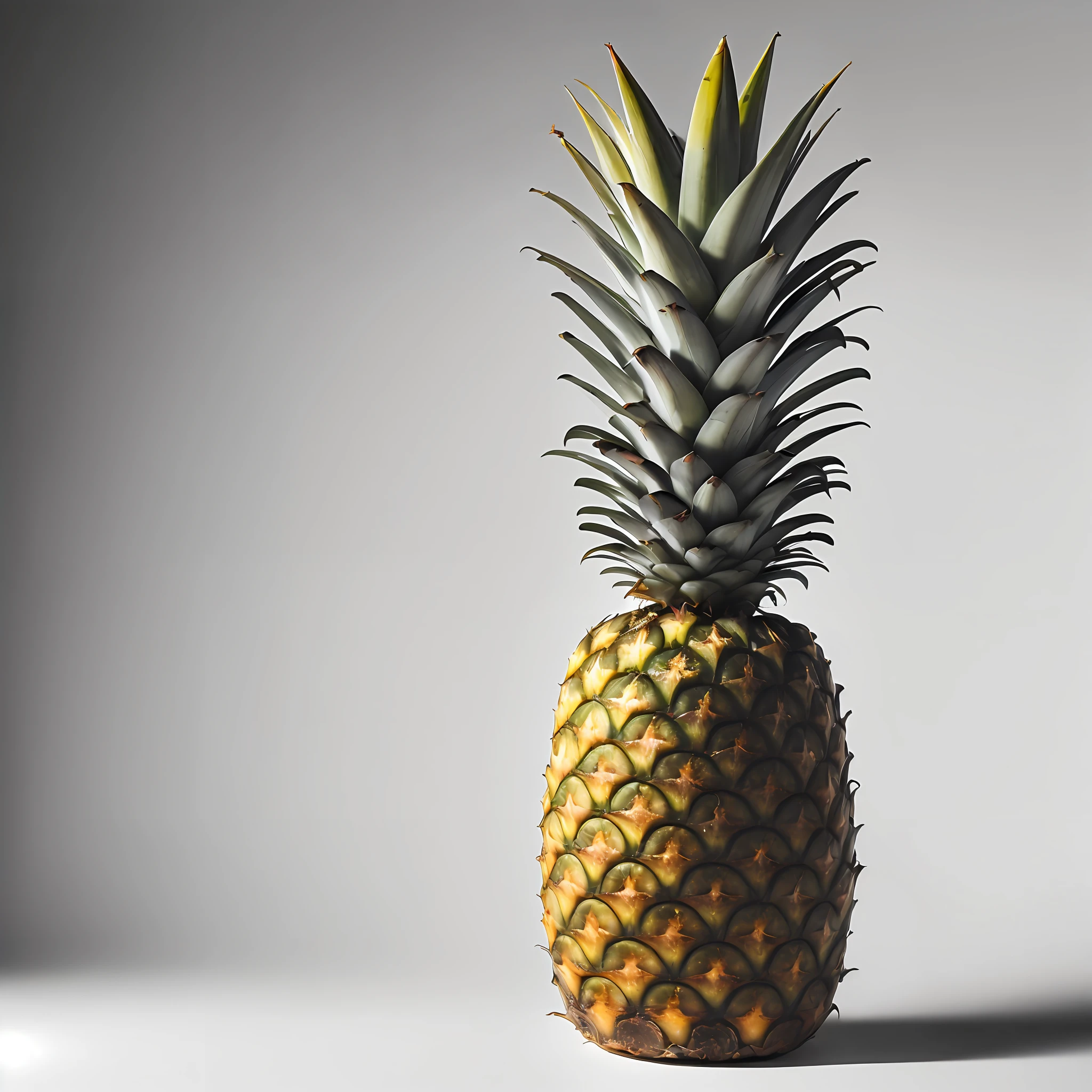 Pineapple isolated on white background, high quality product image, tropical fruit, stock image, high quality product photo shot, (8k, RAW photo, best quality, masterpiece:1.2), ulra high res, photorealistic:1.4),Cinematic Light,(soft volumetric lighting:1.2), (realistic, photo-realistic:1.37)