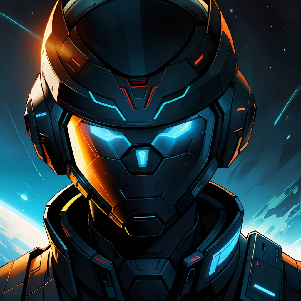 masterpiece, best quality, realistic, ultra detailed, sfw, head shot, a portrait of a young man, starsector, sci-fi style suits, hight-tech gadgets, head facing right,