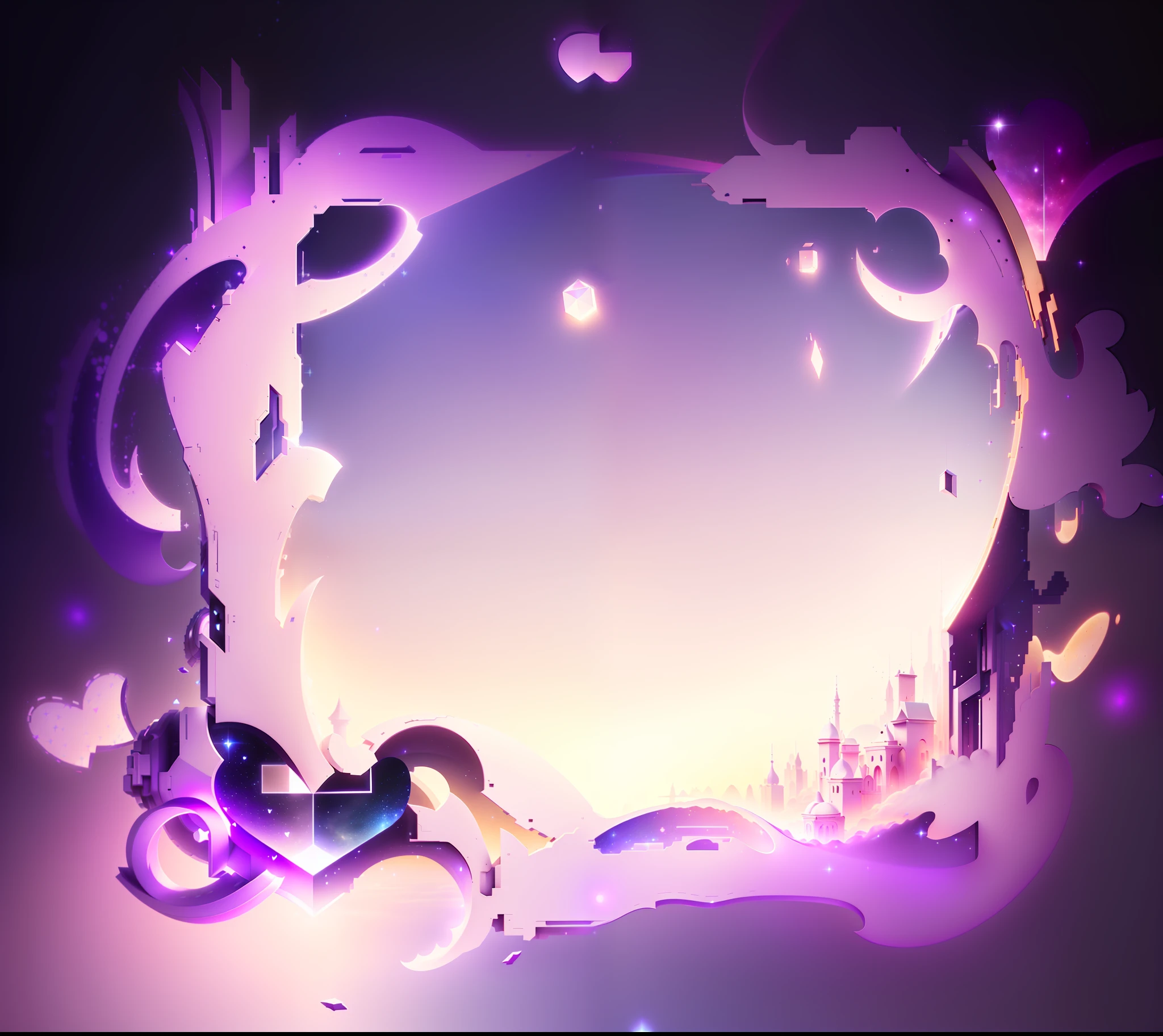 Masterpiece, best quality, (blank background), (blank in the middle), (very detailed CG unity 8k wallpaper), (best quality), (best illustration), (best shadow), UI interface The border design has a love theme with romantic elements. The avatar frame is designed in the shape of a heart, surrounded by a dreamy atmosphere, with love and glowing star effects, (UI interface frame design), (love element), (love theme), (square), (heart shape), (galaxy ), (romantic effect). , Isometric 3D, Octane Rendering, Ray Traced, Super Detailed