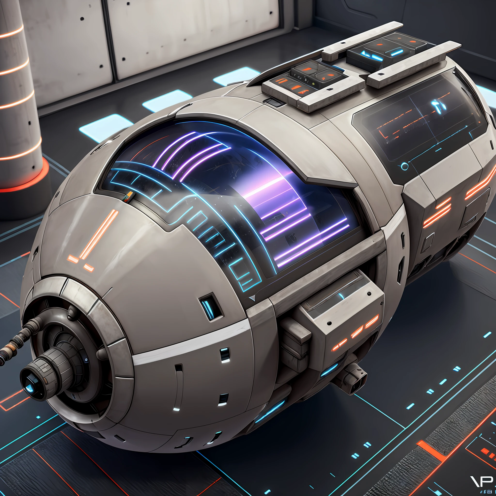 Very detailed (sci-fi)++, (future)++, round fuel tank, side view --v6