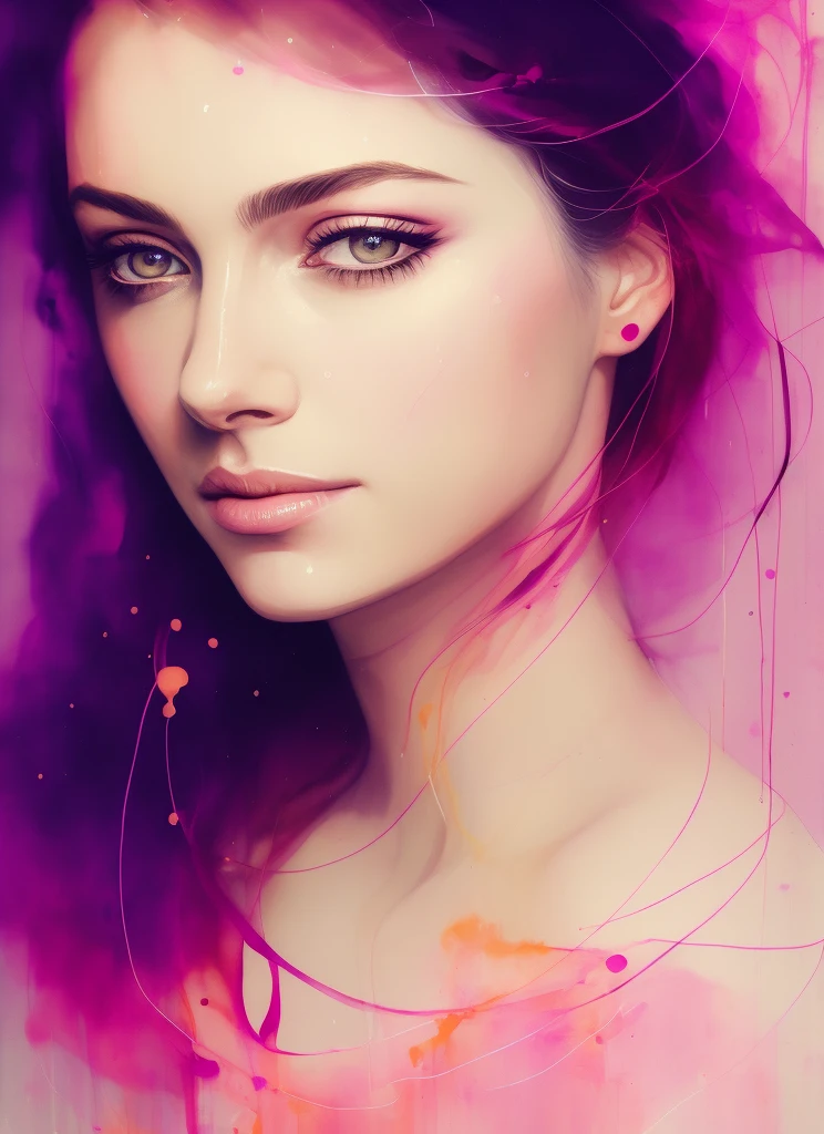 MARCO BUCCI a woman by agnes cecile, Mother Mary face, luminous design, pastel colours, ink drips, autumn lights, glitters on face, bouncing colors here and there, visible paint strokes