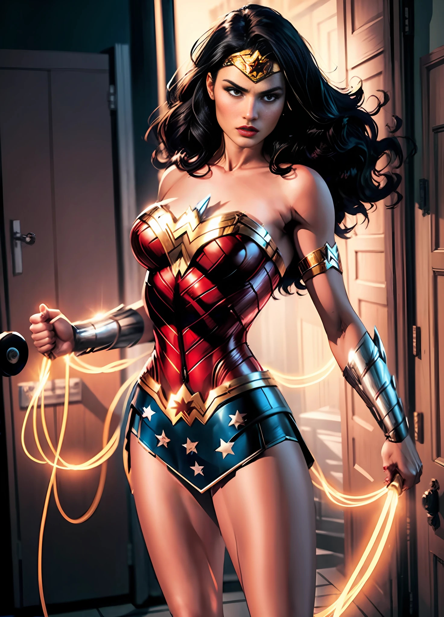 Wonder Woman whipping her lasso