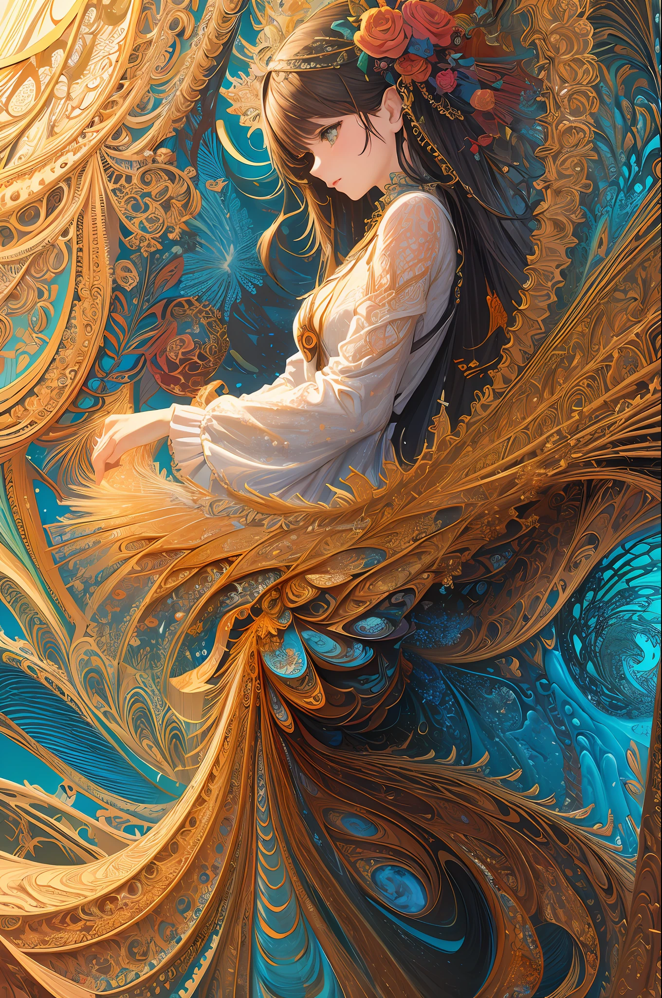 (masterpiece, top quality, best quality, official art, beautiful and aesthetic:1.2), (1girl), extreme detailed,(fractal art:1.3),colorful,highest detailed