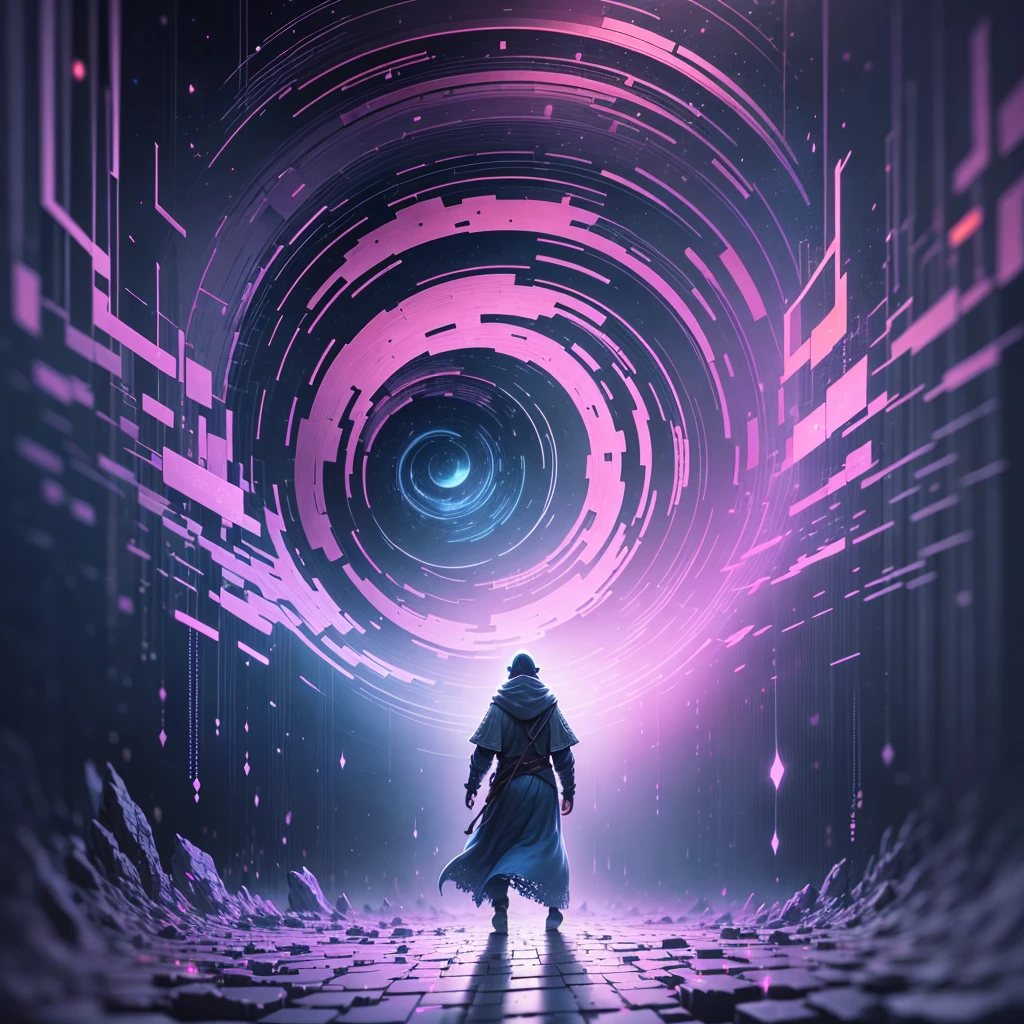 Guided by the whispered lullaby of perlin noise, a lone wanderer traverses the realms of an abstract dreamscape, finding solace in the solitude of a world that resonates with the intricate textures and patterns that mirror their very essence --v 6