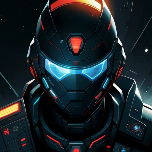 masterpiece, best quality, realistic, ultra detailed, sfw, head shot, a portrait of a young man, starsector, sci-fi style suits, hight-tech gadgets, head facing right,