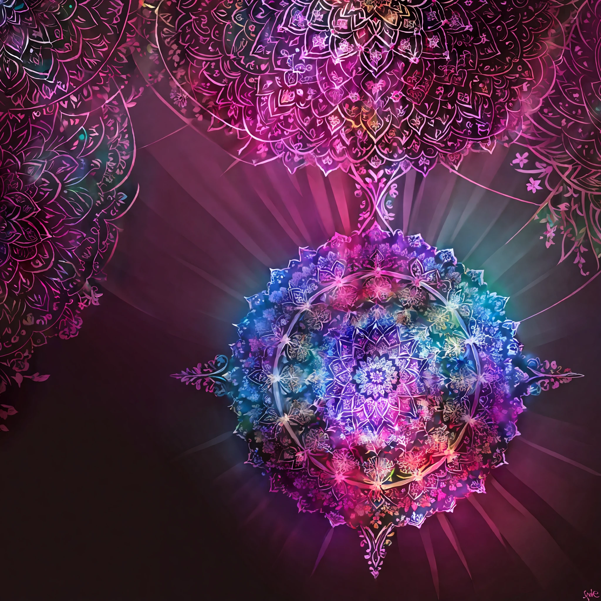 Kaleidoscope, mandala, high detail, light background, bright color
