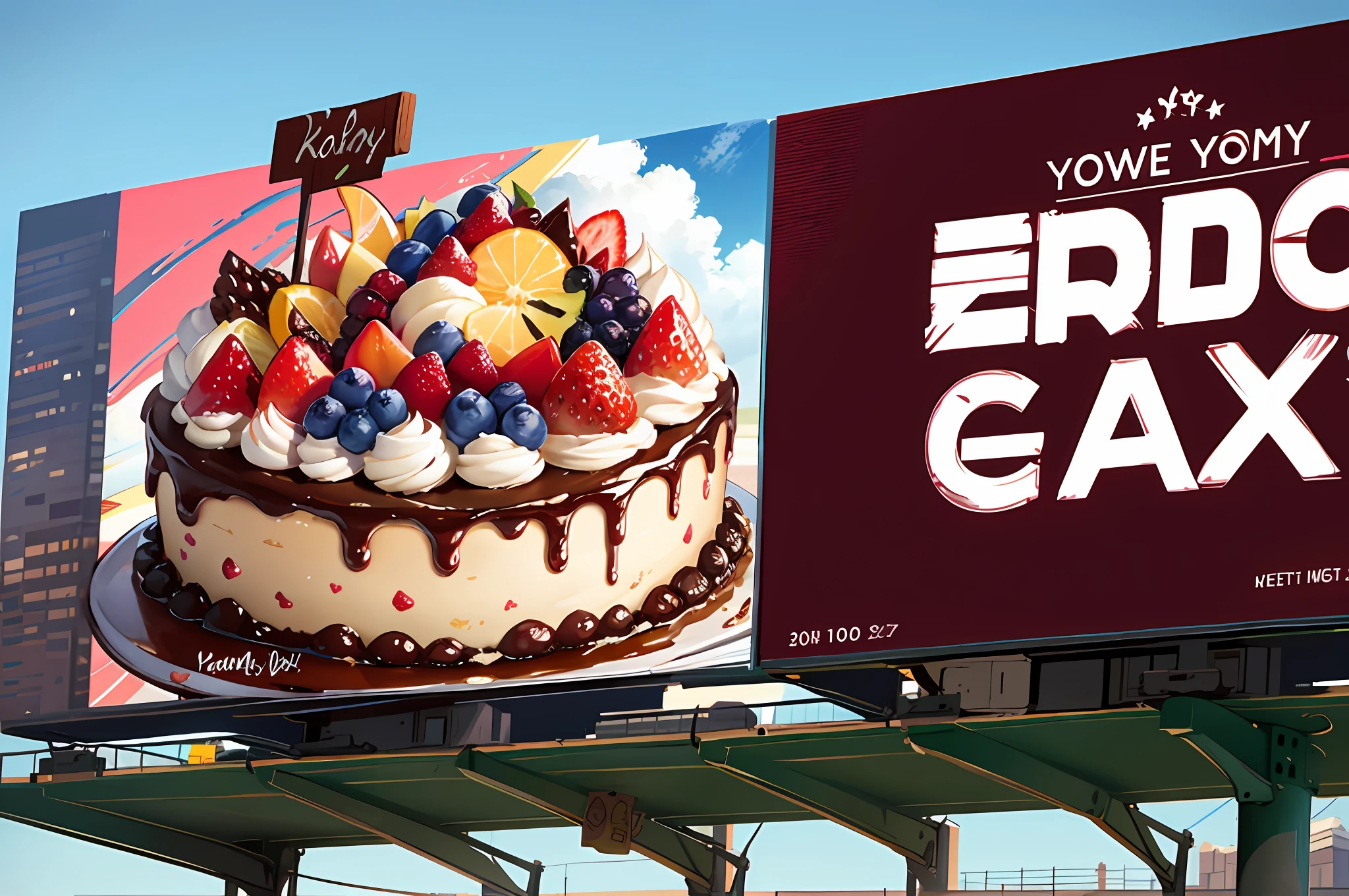 Billboards, dessert billboards, fruit cakes, colorful --v6