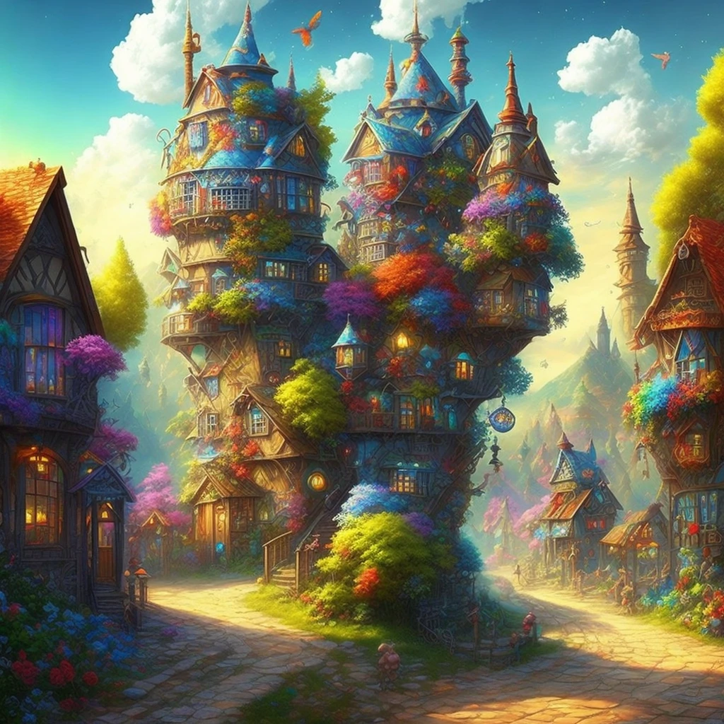 Fantastic Art Rainbow Fantasy Town