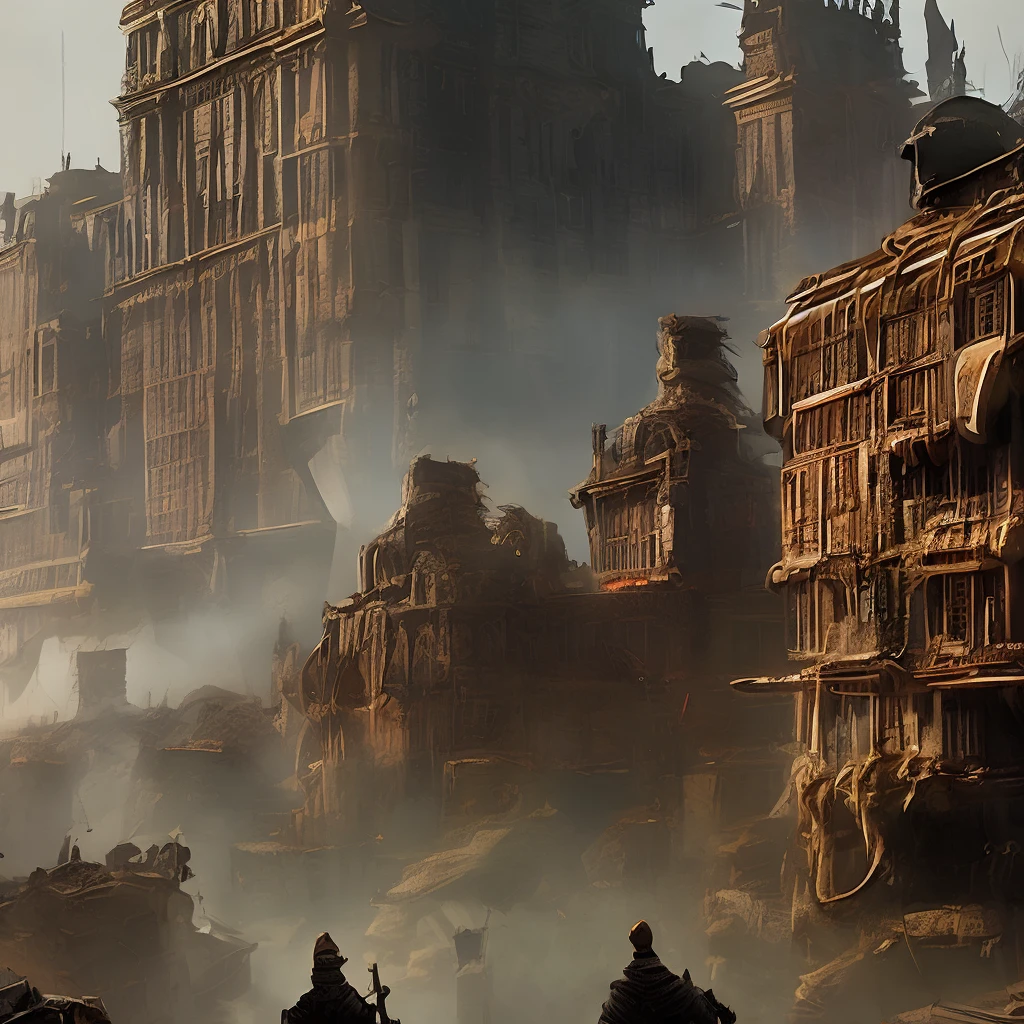 Wide-angle shot, sci-fi city, (DieselpunkCity) (Cybercity:1)