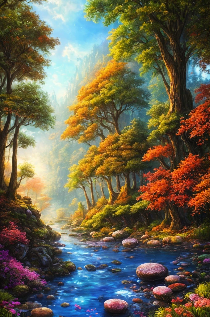 (Masterpiece, best quality, high quality, extremely detailed CG unity 8k wallpaper), the mysterious and fascinating scene of the fantasy forest, towering trees, glowing mushrooms and hidden fairies, creating a sense of mystery and enchantment, warm colors, Art style, oil painting, HDR, rich detail and emotion, added depth and dimension, blurred depth of field, softened colors, detailed textures, stunning artwork, midjourney art.