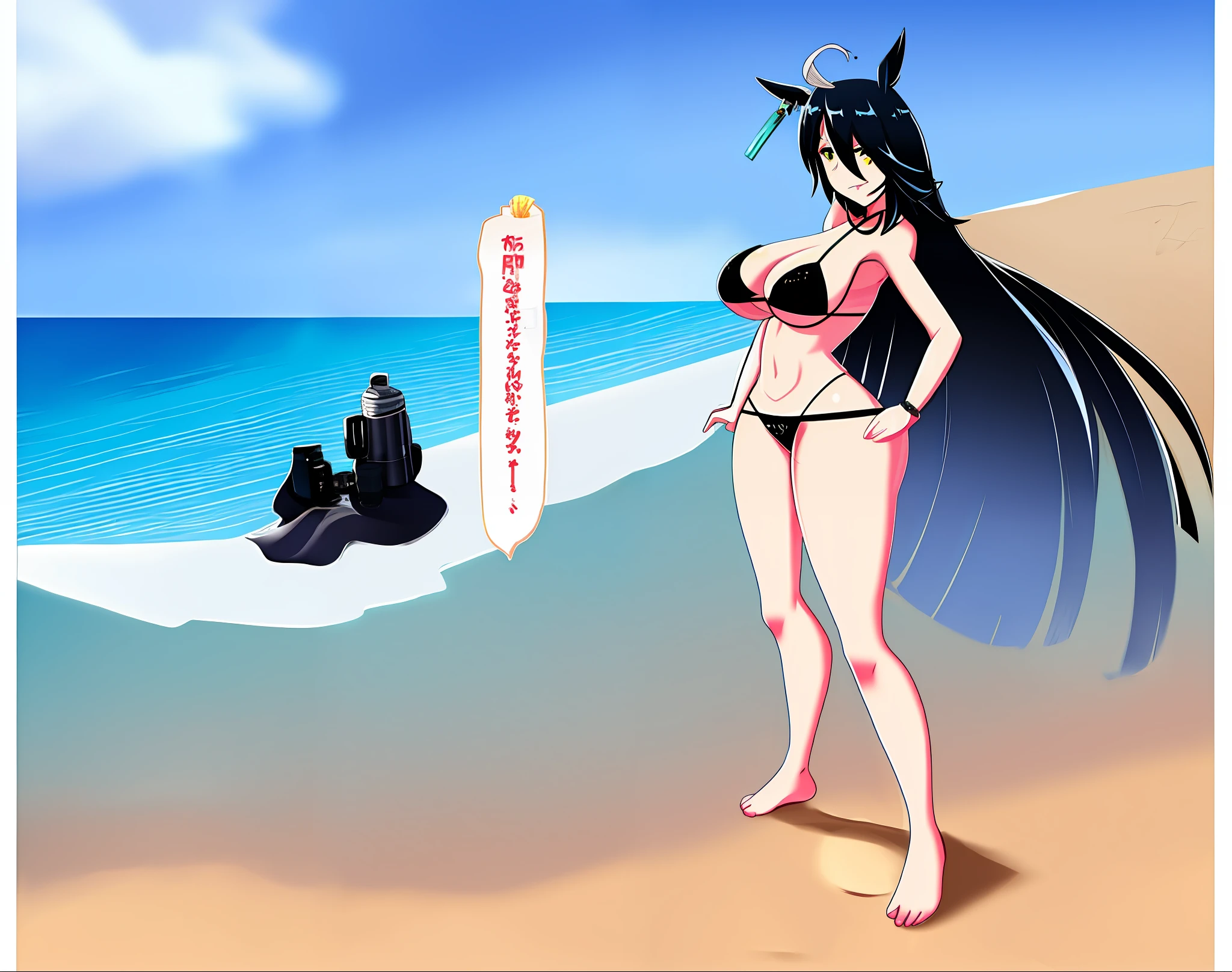 manhattan cafe big breasts bikini sandy beach looking at camera standing alone showing body