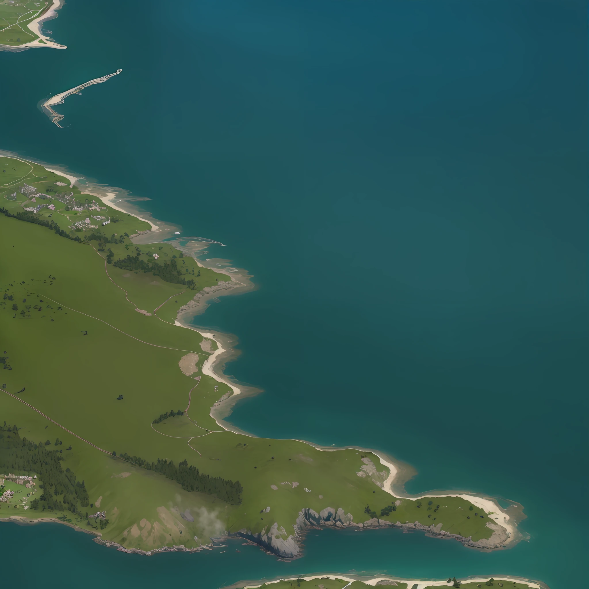 10:04 on May 15th araffes in a field with a river and a forest, steam workshop maps, no trees, hyper detailed, zoom out very far, game map, grassy plains, coastline, highly detailed terrain, an expansive grassy plain, entire city visible, detailed scenery — width 672, highly detailed map, simple fantasy map, r/battlemaps, detailed terrain, rock walls of a river
