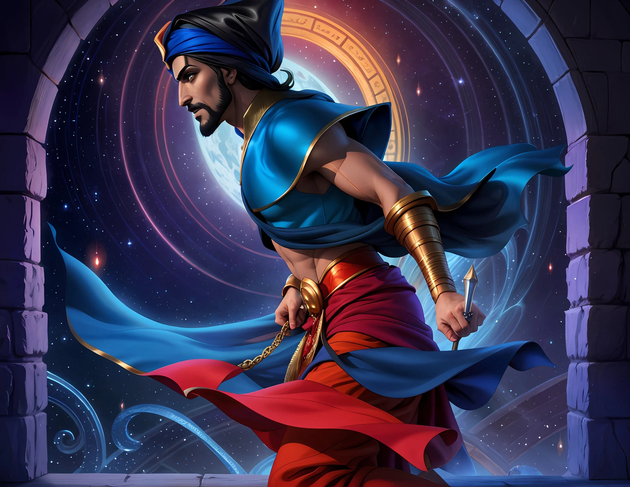 Handsome attractive Jafar from Aladdin in the style of a fantasy movie, [Oded Fehr | Antonio Banderas], respectful bow, art by Magali Villeneuve, arhiee, Amazing, finely detail, masterpiece, official art, extremely detailed CG unity 8k wallpaper, absurdres, incredibly absurdres, ultra-detailed, highres