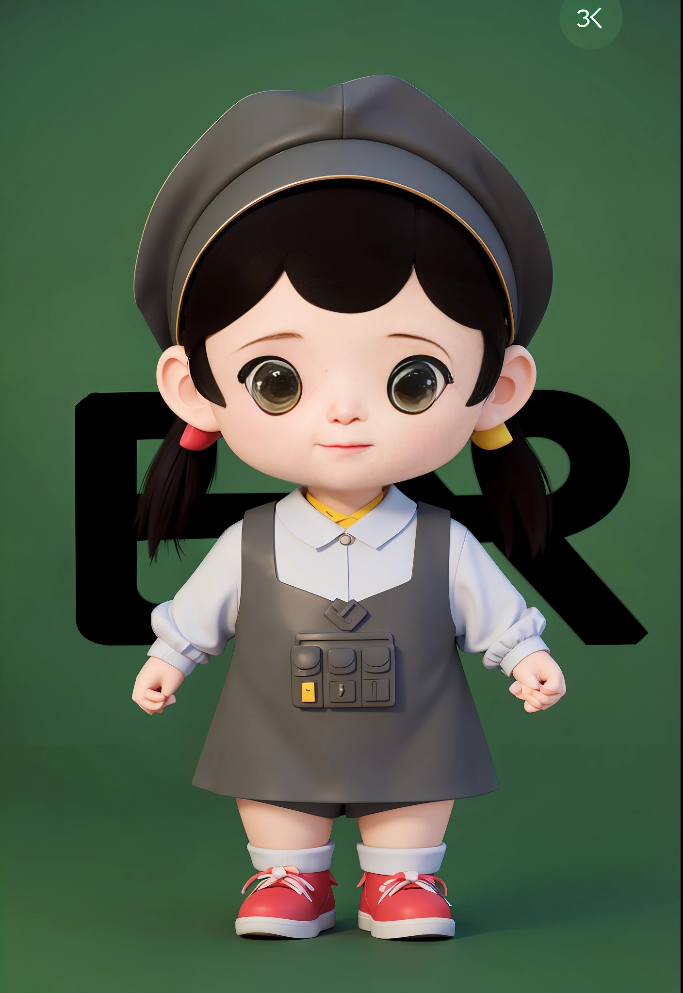 Advanced natural color matching Bright and harmonious Bright and cute 3D animation character design Ray tracing ancient costume IP character gray dreamy eyes
