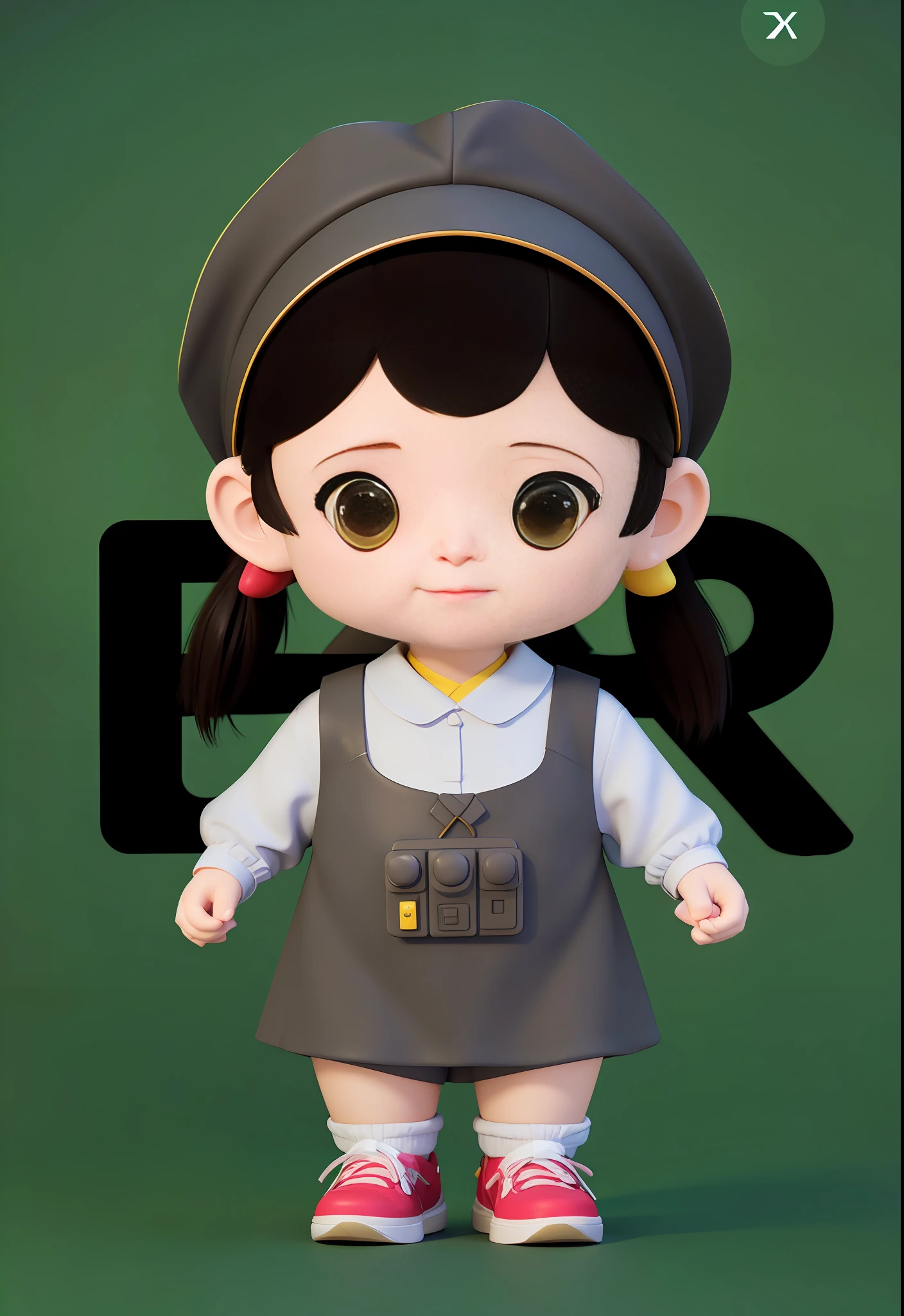 Advanced natural color matching Bright and harmonious Bright and cute 3D animation character design Ray tracing ancient costume IP character Zong dreamy eyes Long eyelashes sneakers
