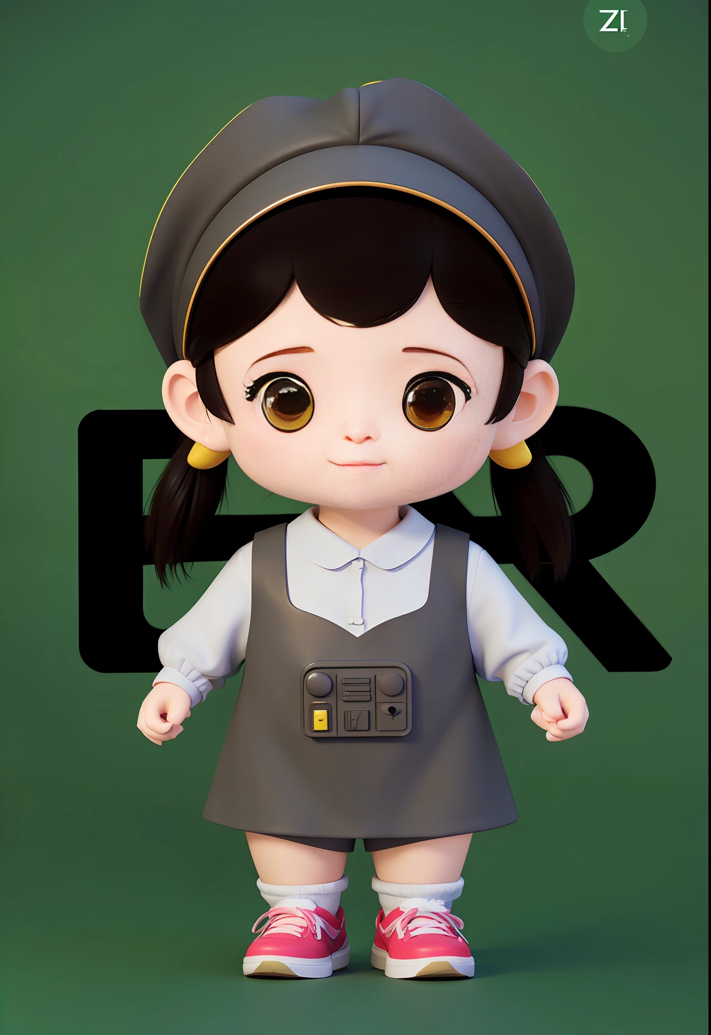 Advanced natural color matching Bright and harmonious Bright and cute 3D animation character design Ray tracing ancient costume IP character Zong dreamy eyes Long eyelashes sneakers