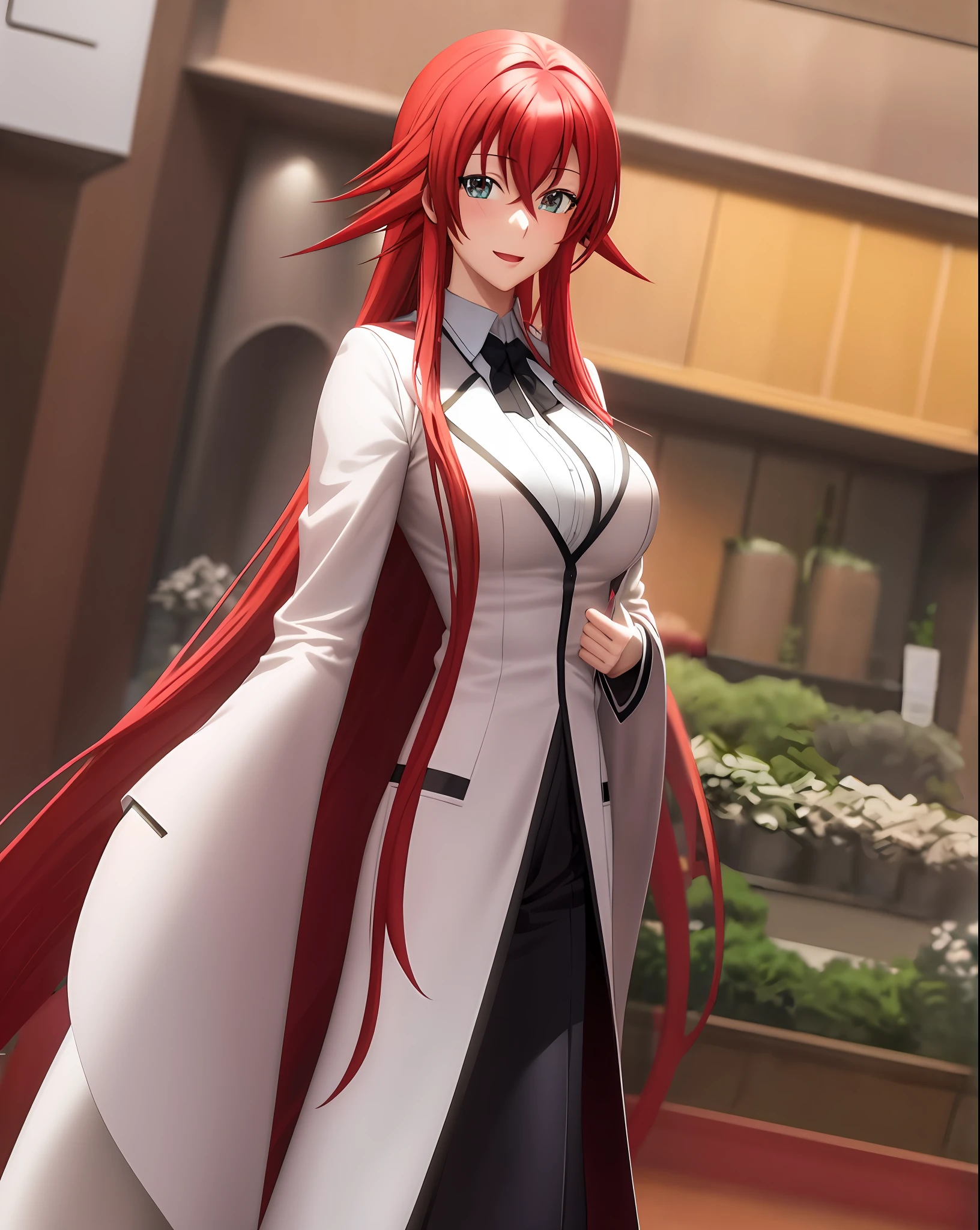 best quality, detailed background, girl, ,japan_street, random_wear,Rias gremory,Futuristic