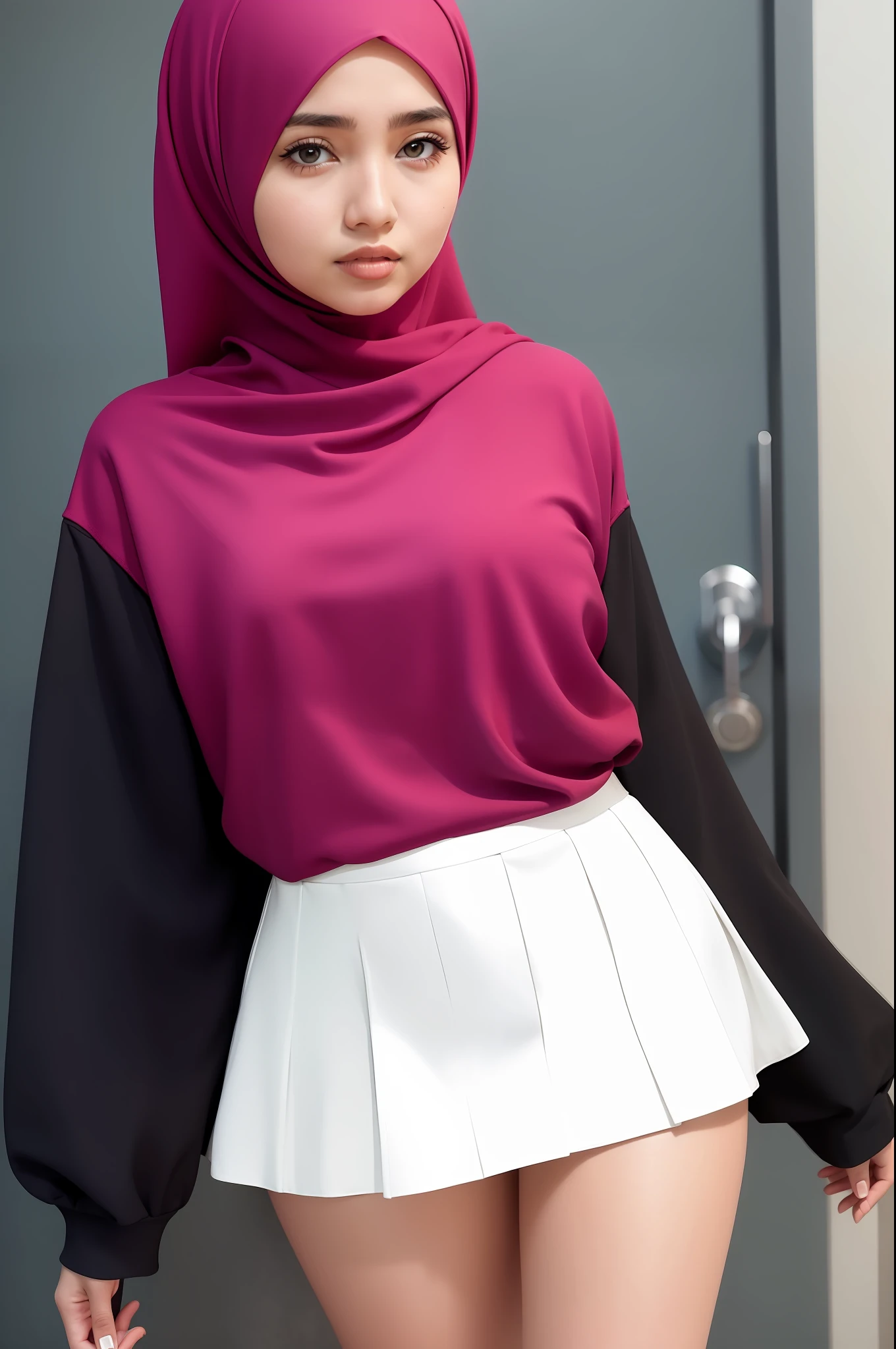 Muslim woman, mini skirt