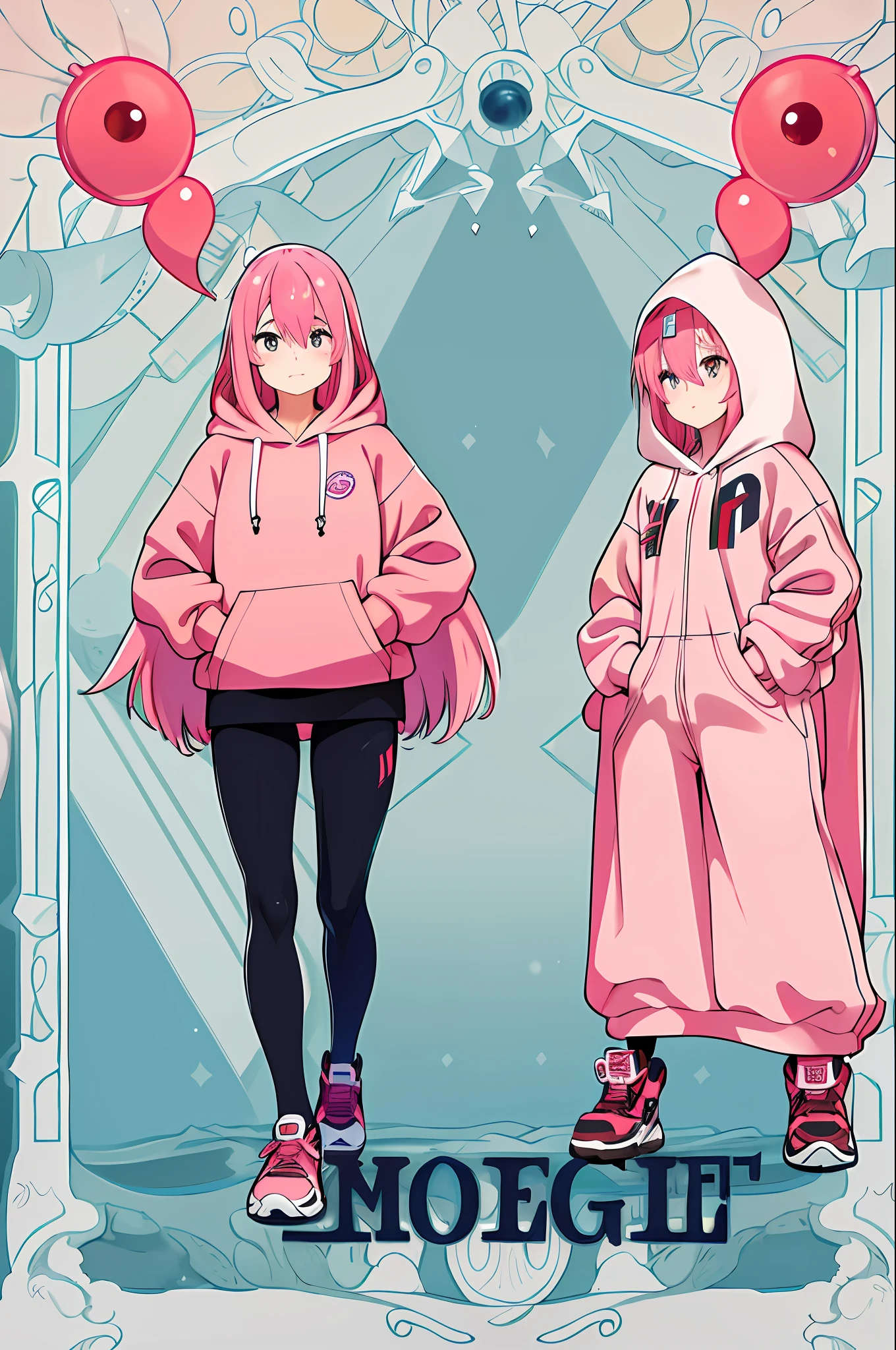 a cute girl athletic body, attractive female, hacker, wearing a hoodie, bustiness, shoes, walking in an surface of mars, full body image, long pink hair front-facing looking at camera