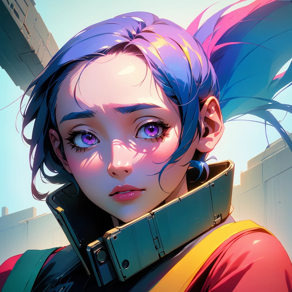 anime girl with blue hair and purple eyes with a cell phone, rossdraws cartoon vibrant, artgerm and atey ghailan, rossdraws portrait, lois van baarle and rossdraws, rossdraws pastel vibrant, rossdraws 1. 0, rossdraws 2. 0, :: rossdraws, rossdraws digital painting, ross tran 8 k, ross tran style