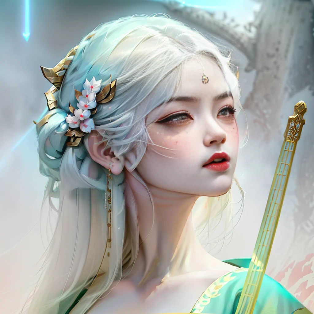 arafed image of woman in chinese costume with sword, palace, girl in hanfu, feng zhu concept art, inspired by Fenghua Zhong, wlop and ross tran, chengwei pan on artstation, cushart krenz key art feminine, cgsociety and fenghua zhong, concept art| Fengzhu (gobgirlz:1.2), detailed background, detailed, illustration, trending artstation, digital painting, symmetry, atmospheric light,