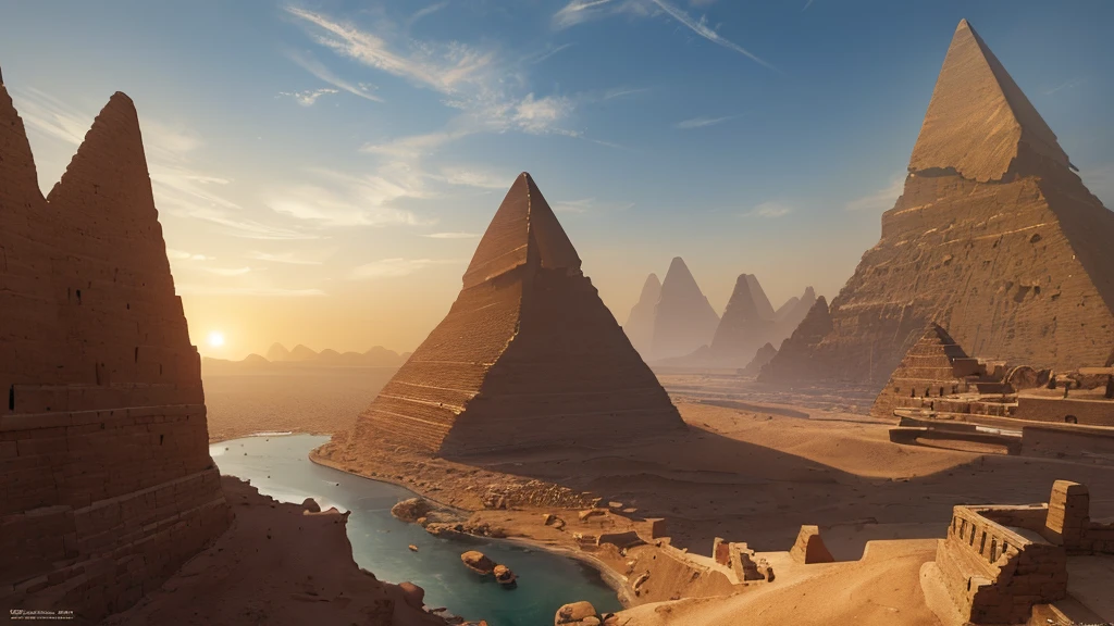 (masterpiece, best quality:1.2), ultra detailed, cinematic lighting, HDR, ilustration,  epic ancent egypt landscape