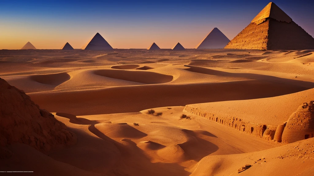 (masterpiece, best quality:1.2), ultra detailed, cinematic lighting, HDR, ilustration, epic ancent egypt landscape