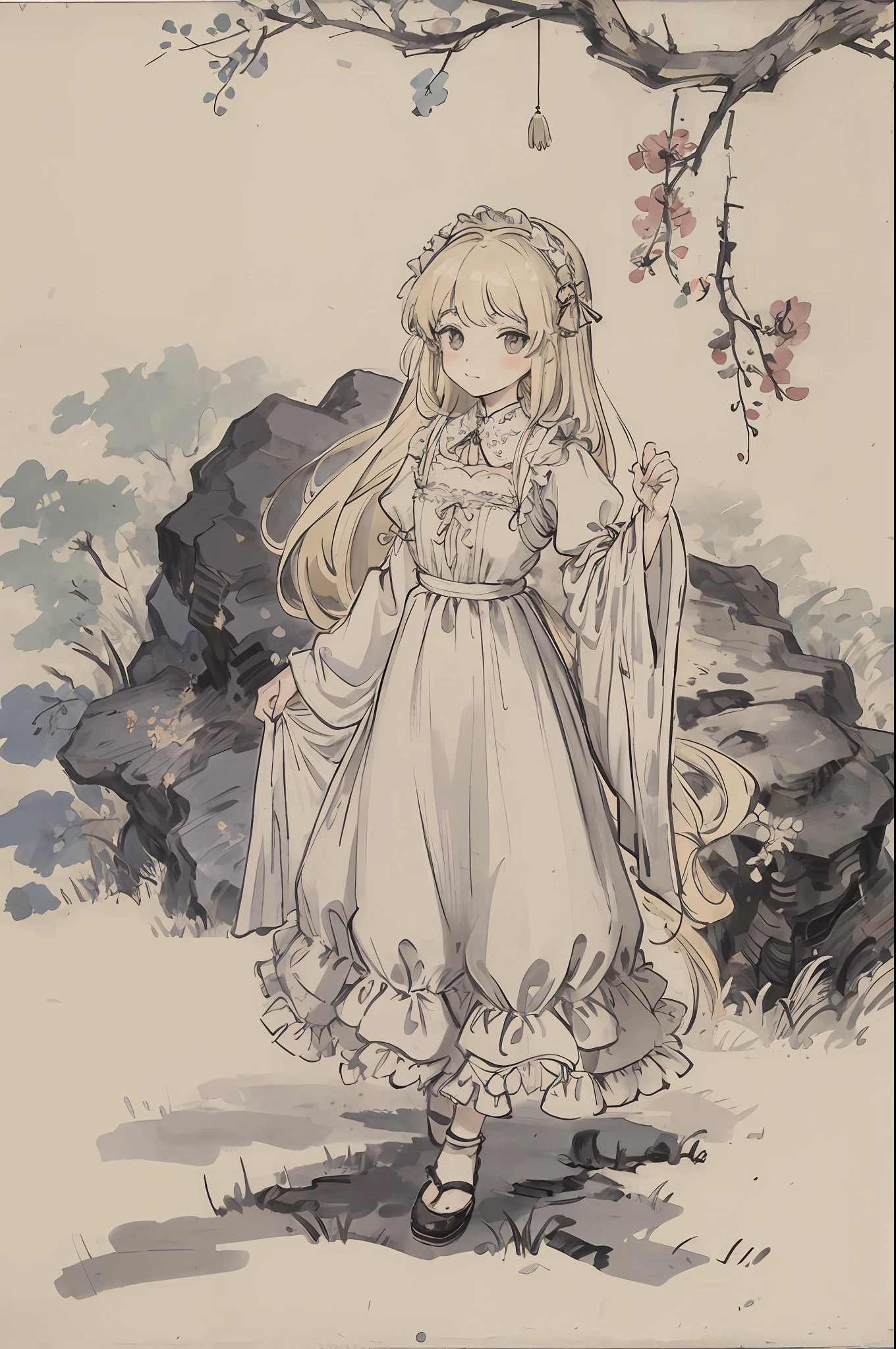 Masterpiece, Best Quality, Intricate, Rapunzel, Princess Dress, Ruffled Lace Dress, Solo Girl, Rich Colors, Van Gogh