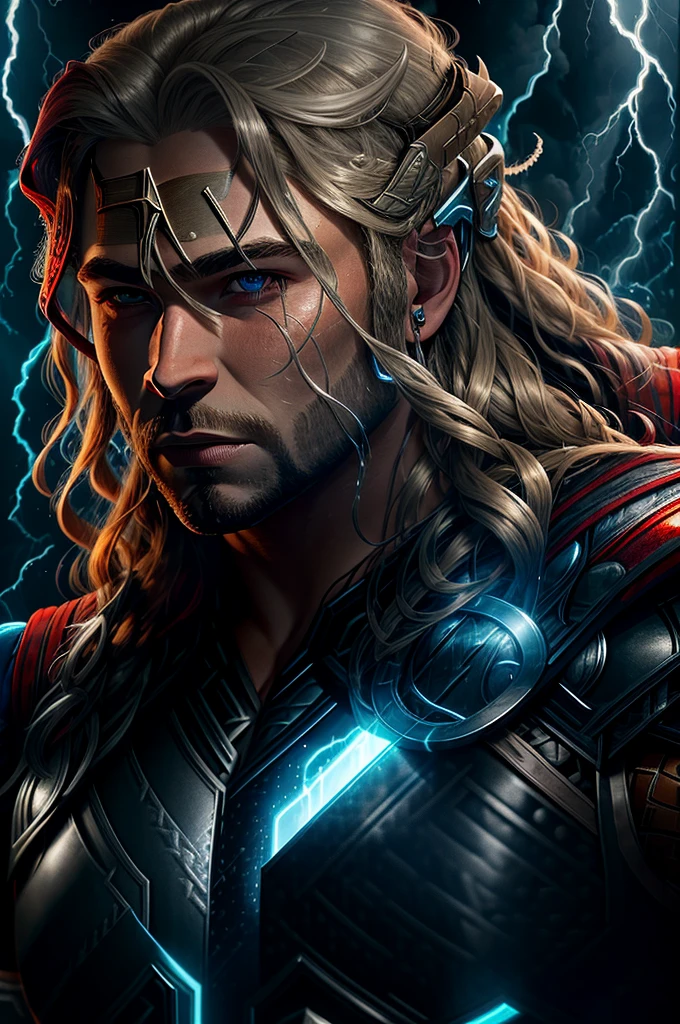 (Thor Love & Thunder:1.3) of (Sketch:1.3),(Energetic:1.3) thor, EmmaRob,CGSociety,ArtStation,(Saturated:1.3),(close portrait:1.3),(,masculine:1.4),(attractive:1.3),handsome,calendar pose,perfectly detailed eyes,studio lighting,thematic background