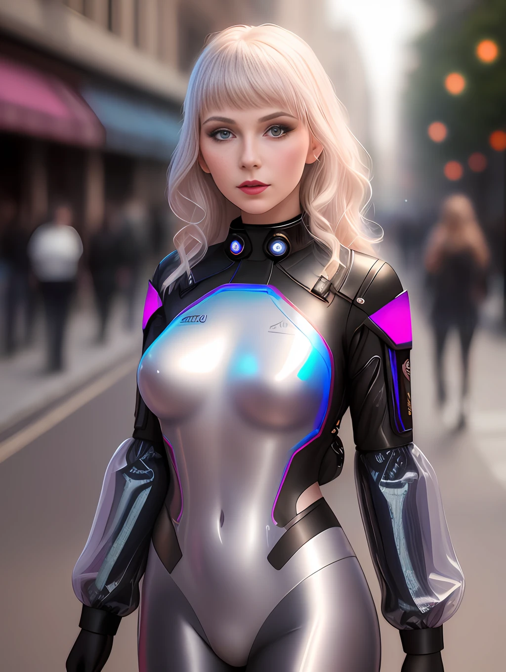 lucinda lafleur | holographic photography shoots, in the style of tanya shatseva, daz3d, street pop, luminous palette, close up, realistic impressionism, shiny/glossy --ar 51:91 --s 750 -