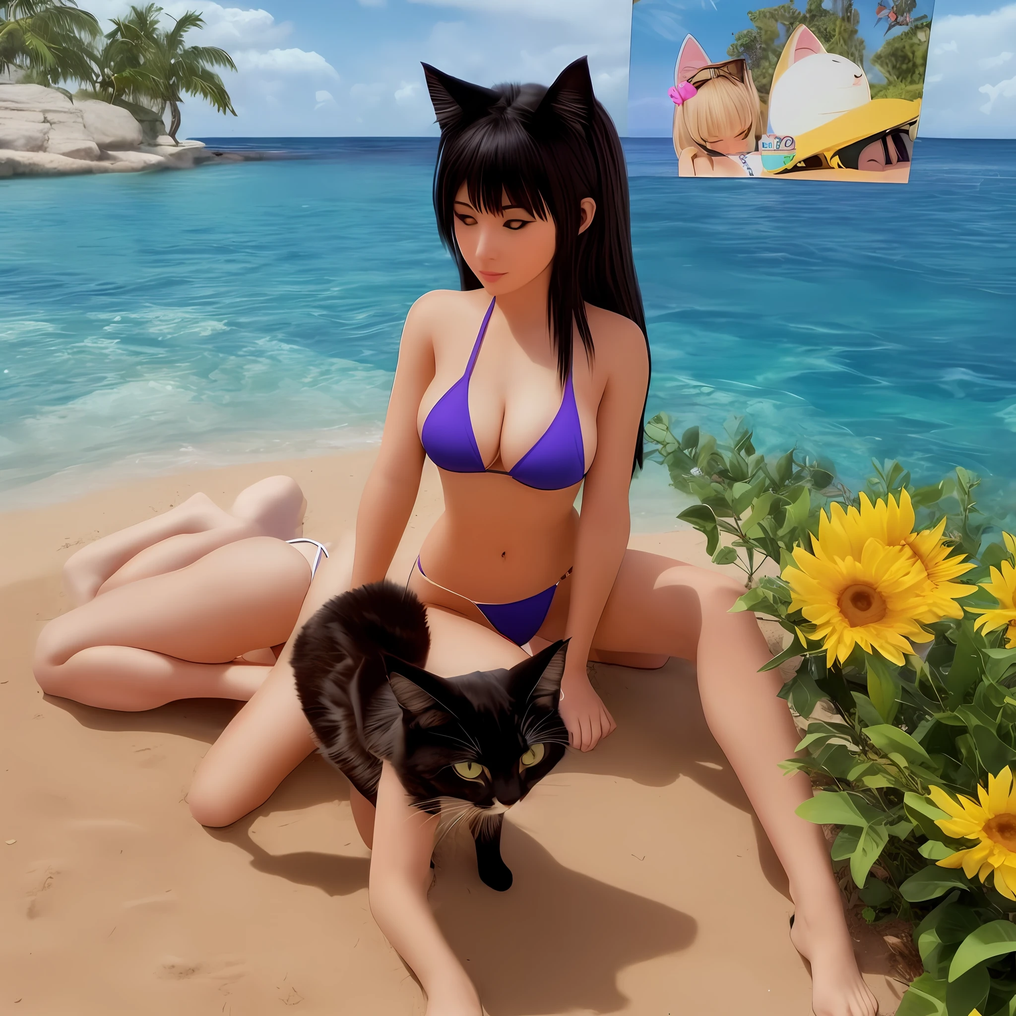 cartoon of a cat in a bikini and a caption of a woman in a bikini, beautiful young catgirl, pov furry art, catgirl, year 2 3 0 0, giantess art, y2k”, attractive cat girl, 9 0 s cgi, 1997 ), in game, year 3000, year 3 0 0 0
