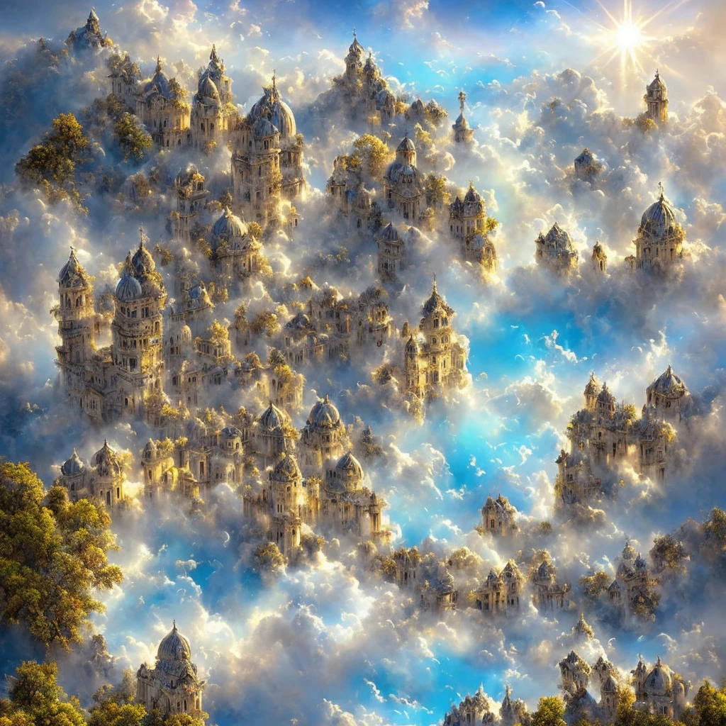 (fantastic world: 1.2), (dragons flying around: 1.5), (penha convent, wide shot, dazzling sunlight, epic sky, wavy clouds), mystical and grandiose landscape.