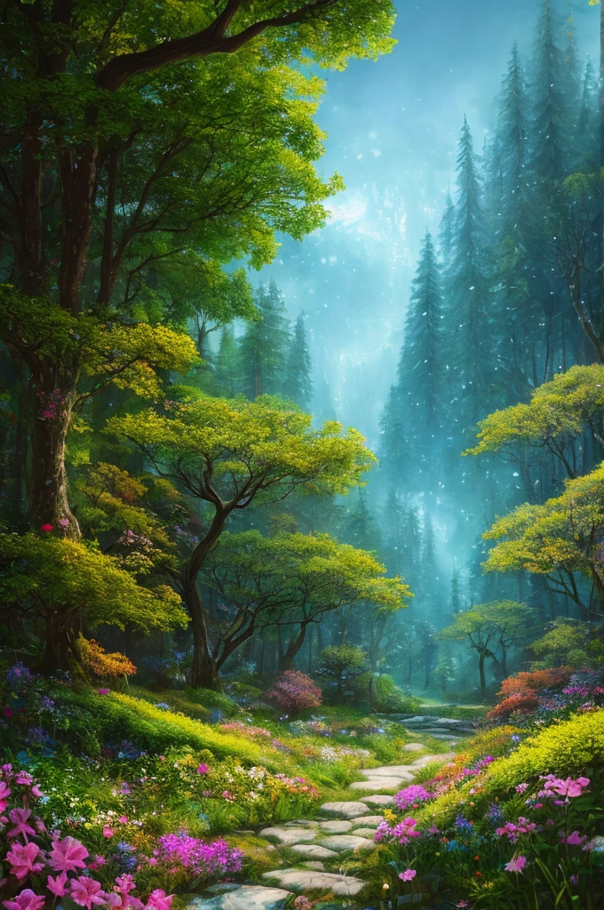 masterpiece, best quality, high quality,extremely detailed CG unity 8k wallpaper, An enchanting and dreamy scene of a fantasy forest, with towering trees, glowing mushrooms, and hidden fairy glens, creating a sense of mystique and enchantment, artstation, digital illustration, intricate, trending, pastel colors, oil paiting, award winning photography, Bokeh, Depth of Field, HDR, bloom, Chromatic Aberration ,Photorealistic,extremely detailed, trending on artstation, trending on CGsociety, Intricate, High Detail, dramatic, art by midjourney