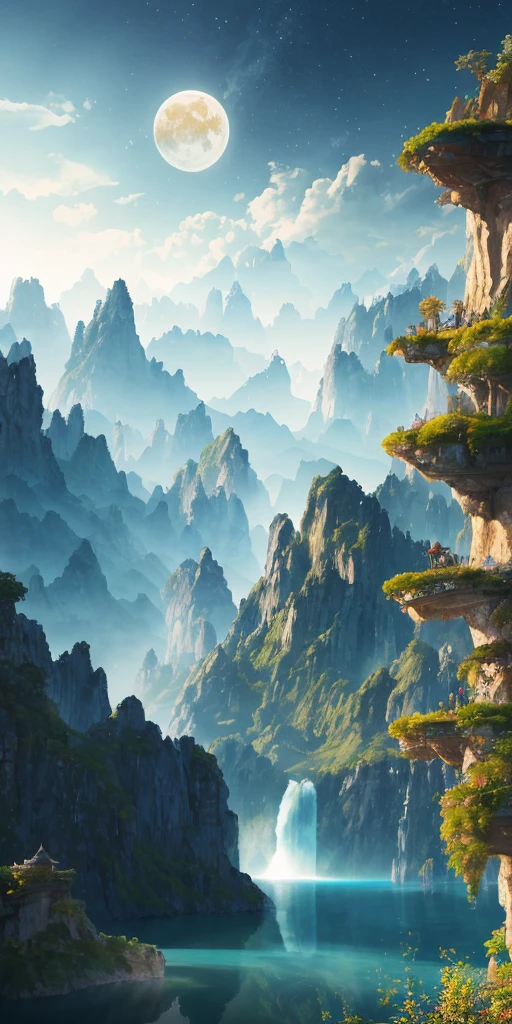 ancient china landscape illustration poster flat illustration