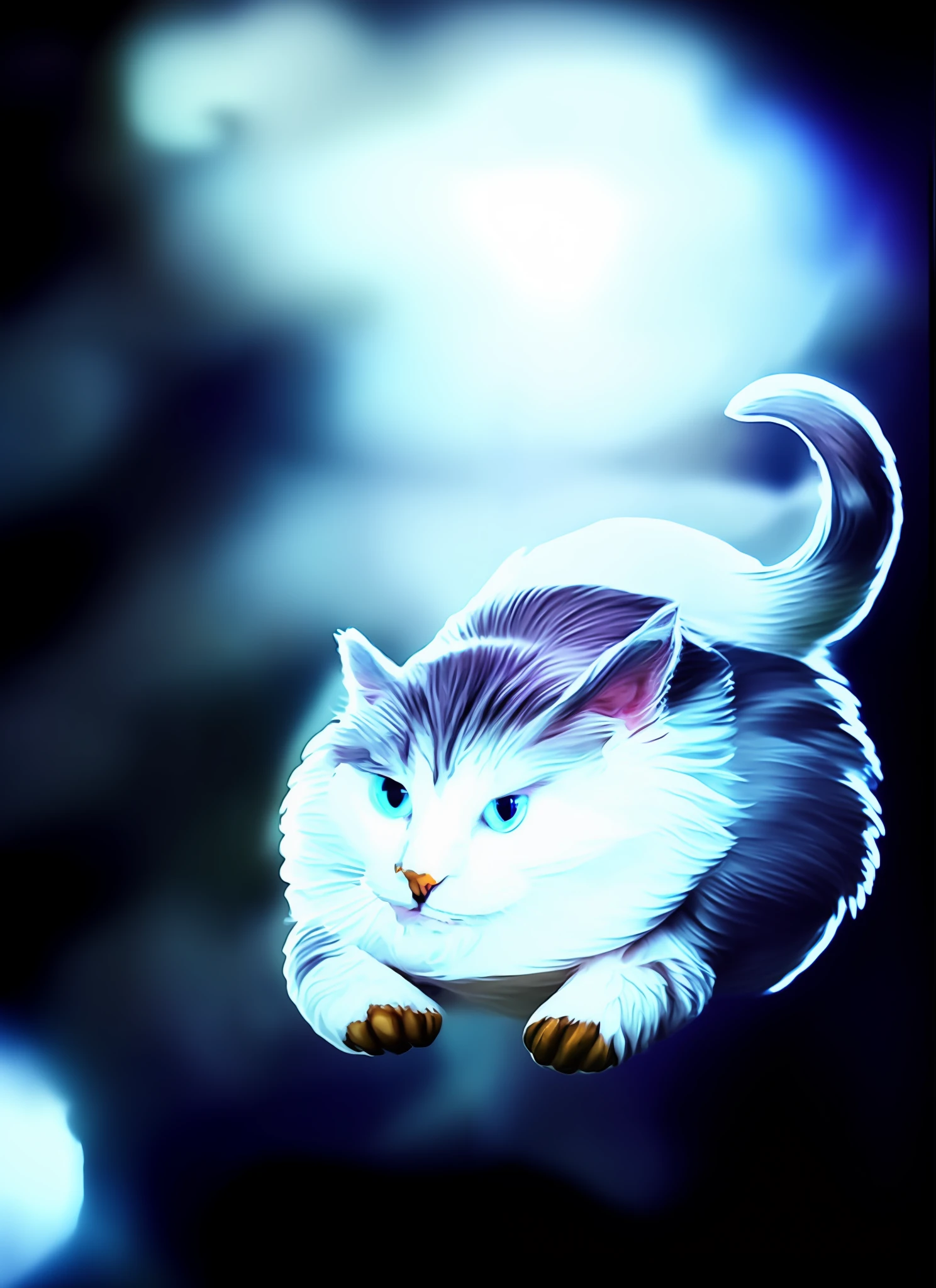 A very polite ragdoll cat mllocst, compositor, unreal, dramatic, portrait, octane rendering, unreal engine 5, ray traced lighting, (blue eyes), fog, shadows, atmospheric fog, 8k, f/ 1.2, backlight, rimlight, dark, vignette, tilt shift, macro, highly complex, highly detailed, symmetric, poster art, face,