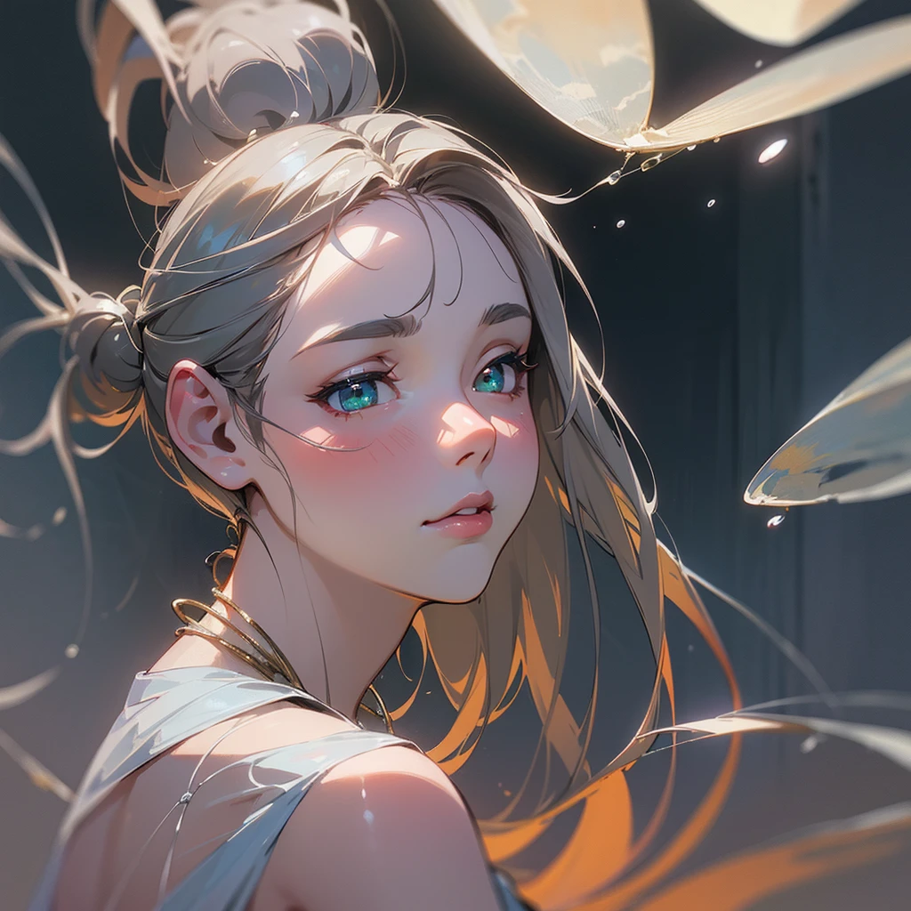 Casual pose, (extremely delicate and beautiful work), (masterpiece), 1girl, girl in white dress, high details, leaky waist, twisted ponytail, charming expression, clear and beautiful eyes, green pupils, delicate necklace, delicate ears Decoration, fairy ears, simple blurred background, extremely detailed description, beautiful and charming, super fine painting, exquisite face, exquisite figure, exquisite clavicle, cute lips, beautiful breasts, soft back, mix4, (8k, RAW photo, best quality , masterpiece:1.2), (fidelity, fidelity:1.37),1girl,cute,cityscape, night, rain, wet, professional lighting, photon mapping, radiosity, physically-based rendering,--q 2 --v 6