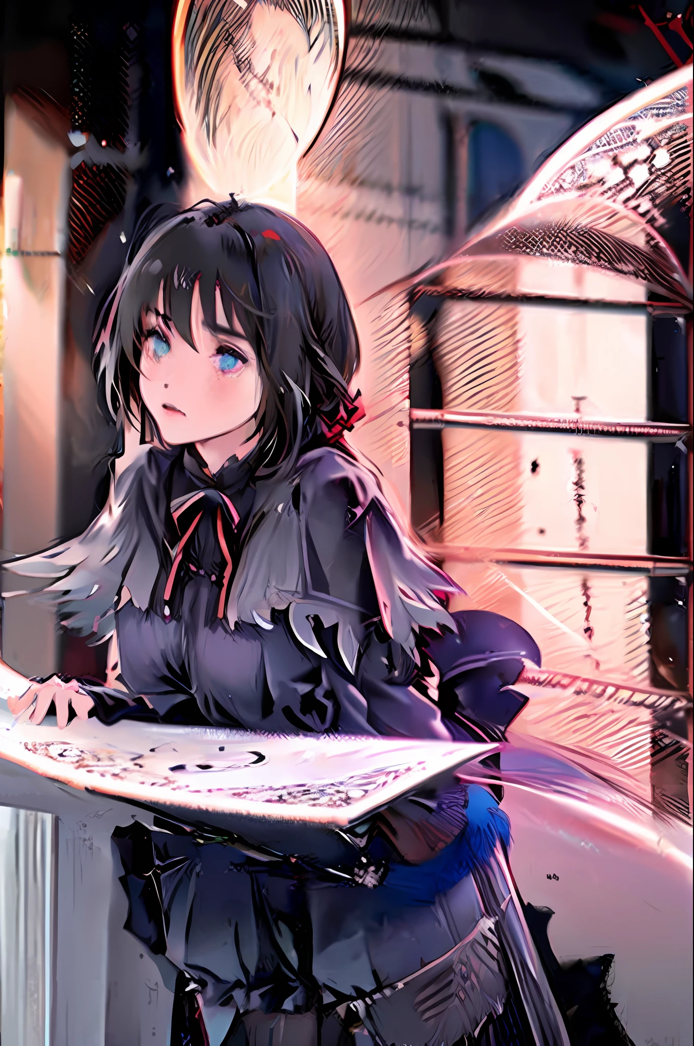 (best quality:1.3),(masterpiece:1.1),(illustration:1.2),(ultra-detailed:1.2),beautiful detailed eyes,(Gothic:1.2),
(Extremely detailed background:1.1),(forest:1.2),(mountain), night, moon,castle on the distant mountain,
(bent over:1.3),(butt:1.2),looking back, (raise butt:1.2),(close to the butt:1.3),
(1girl in Balcony:1.4),Balustrades on balcony,(wariza:1.2),(sitting:1.3)
(1girl:1.3),(solo:1.3),(white hair),(long hair:1.1),full body,black stocking,
tulle,dress,Bodysuit,back cutout,clothing cutout,