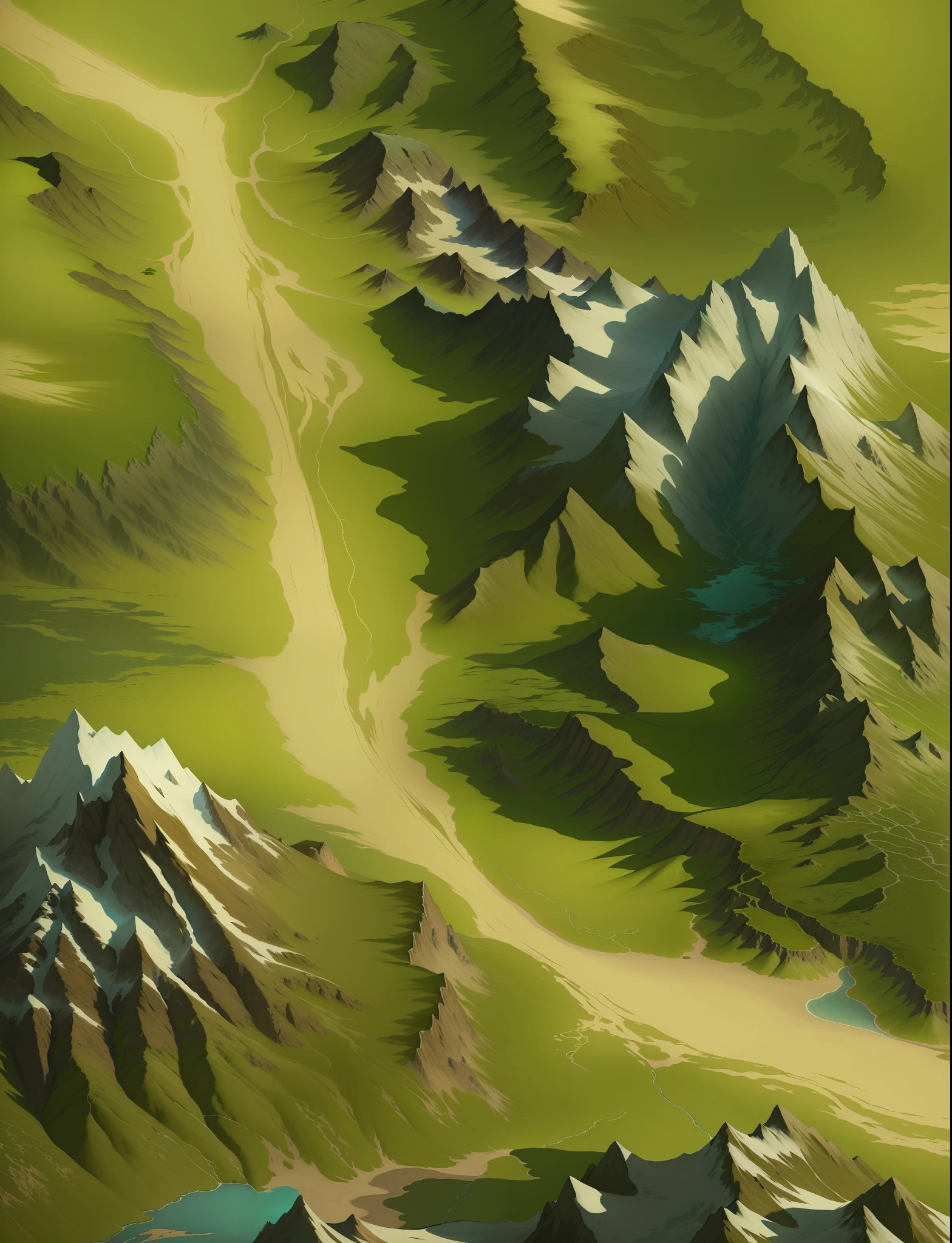 a close up of a painting of a mountain with a road, detailed game art, ultra detailed game art, detailed game art illustration, painted as a game concept art, game map matte painting, detailed digital 2d fantasy art, detailed landscape, intricate details in environment, detailed scenery —width 672, mountainous area, scenery art detailed